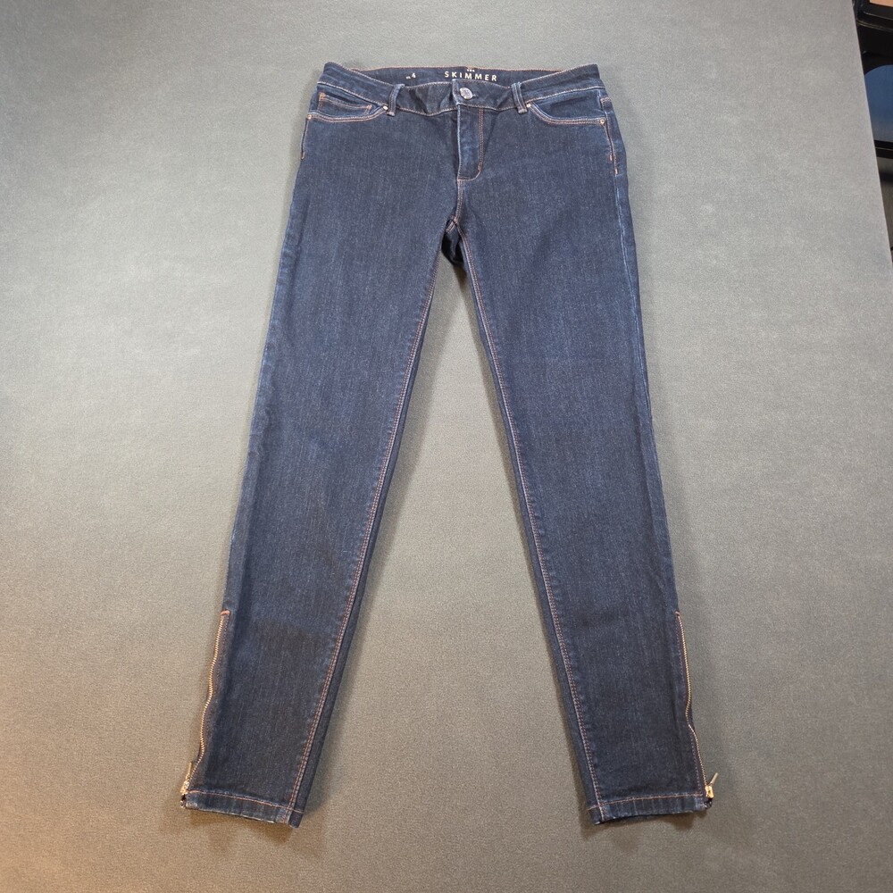 White House BM Womans The Skimmer Jeans Sz 4 Dark Wash Ankle Zip Stretch